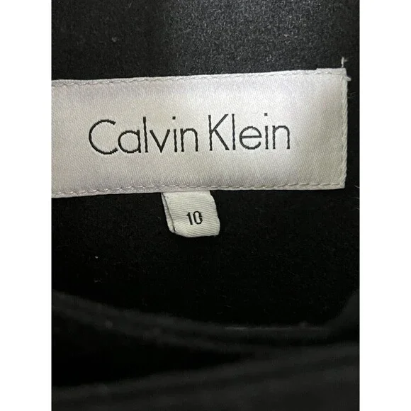 Calvin Klein Peacoat Womens 10 Black Jacket Wool Double Breasted Pocket Neck - Picture 4 of 16